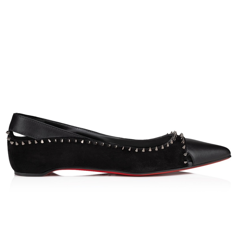 Christian Louboutin DUVETTINA Cutout Spiked Ballerina Ballet Flat Shoe size 35